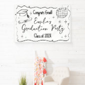 Modern doodle Graduation party backdrop  Spandoek (Insitu)
