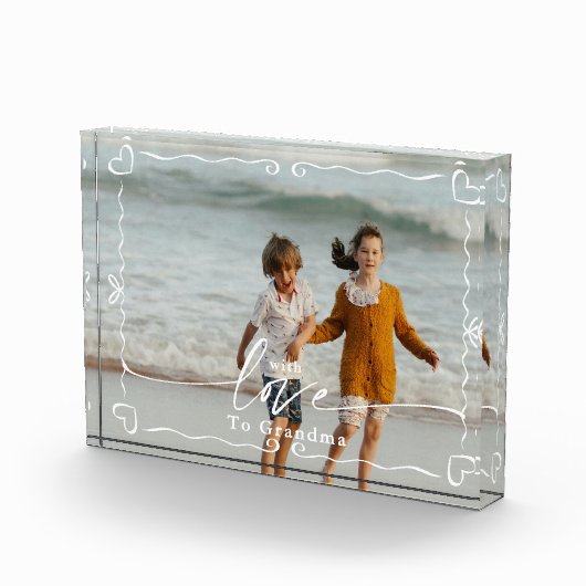 Modern Doodle Heart Love Oma Keepsake Fotoblokken (Rechts)