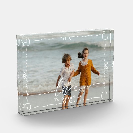 Modern Doodle Heart Love Oma Keepsake Fotoblokken (Links)