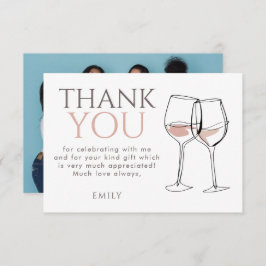 Modern Doodle Wine Photo Thank You Bridal Shower Bedankkaart