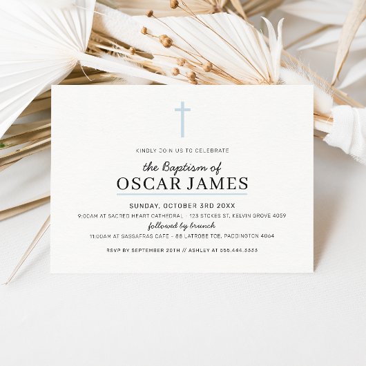 MODERN DOOPSEL minimal cross eenvoudig bord blauw Kaart