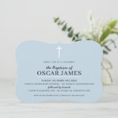 MODERN DOOPSEL minimal cross eenvoudig bord blauw  Kaart (Staand voorkant)