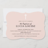 MODERN DOOPSEL Minimale kruis eenvoudig bord roze  Kaart (Voorkant)