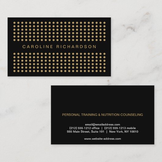 MODERN DOT DESIGN IN ZWART/GOUD Visitekaartje (Voorkant / Achterkant)