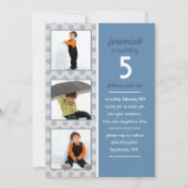 Modern Dot Photo Birthday Invitation (Steel Blue) Kaart (Voorkant)