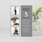 Modern Dot Photo Birthday Invitation (Storm) Kaart (Staand voorkant)