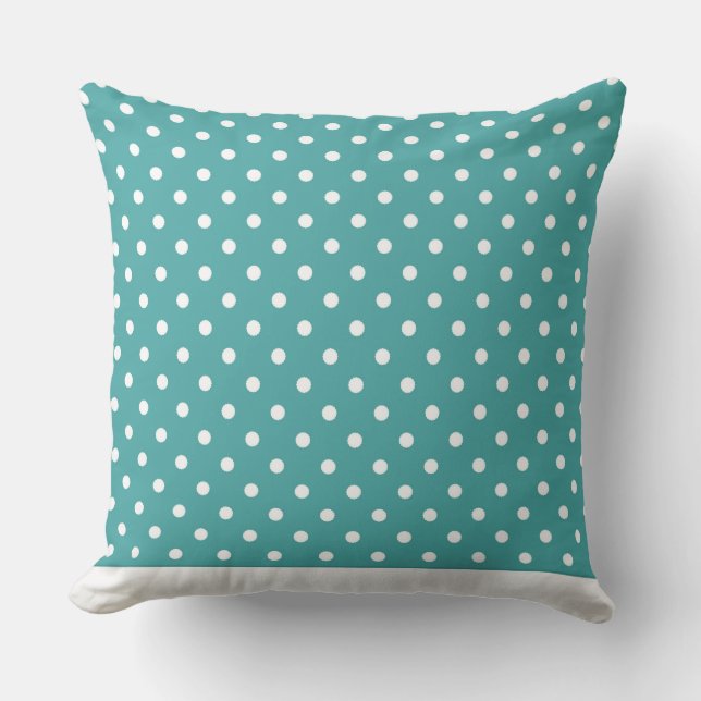 Modern Dot Pillow Blauwgroen met witte Stippen CH9 Kussen (Voorkant)