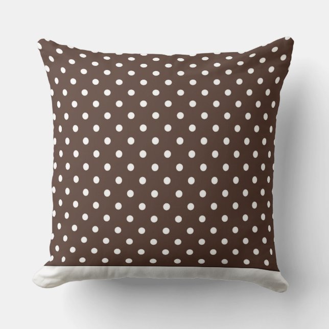 Modern Dot Pillow Brown met witte Stippen CH9 Kussen (Voorkant)