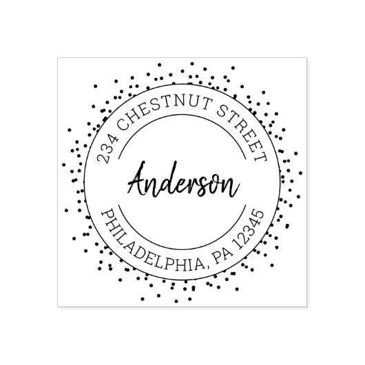 Modern Dot Return-adres Rubberstempel (Afrduk)