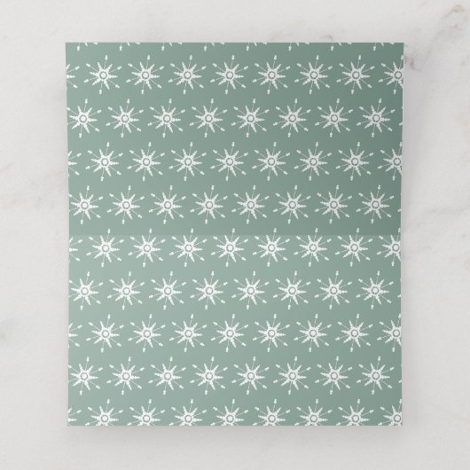 Modern Dot Snowflakes Winter Wedding Soft Green Plaatskaartje (Binnenkant ongevouwen)