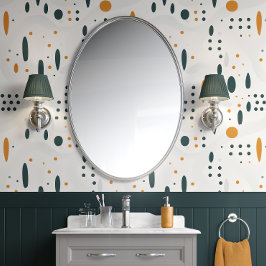 Modern Dot Symfonie Wit, Blauwgroen en Goud Minima Behang