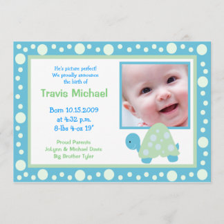 MODERN DOT TURTLE Baby Fotogeboorte Aankondiging