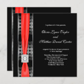 Modern Dot Zwart Wit Rood Zwart Bruiloftsfeest Kaart (Voorkant / Achterkant)