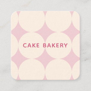 Modern Dots Bakery Zakelijke Kaart I Crème Roze Vierkante Visitekaartje