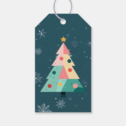 Modern Dots Christmas Tree Gift Tag Cadeaulabel (Voorkant)