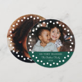 Modern Dots Frame Groen Ornament 2 Foto Feestdagenkaart (Voorkant / Achterkant)