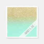 Modern douane goud ombre turquoise block servetten (Voorkant)