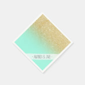 Modern douane goud ombre turquoise block servetten (Hoek)