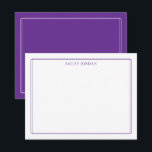 Modern Double Border Purple Stationery Notitiekaartje<br><div class="desc">This design features a thin double border with space for a name/text at the top. Click the customize button if you would like to adjust the design elements and/or further modify the text! Variations of this design, additional colors, as well as coordinating products are available in our shop, zazzle.com/store/doodlelulu. Contact...</div>