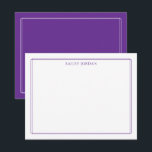 Modern Double Border Purple Stationery Notitiekaartje<br><div class="desc">This design features a thin double border with space for a name/text at the top. Click the customize button if you would like to adjust the design elements and/or further modify the text! Variations of this design, additional colors, as well as coordinating products are available in our shop, zazzle.com/store/doodlelulu. Contact...</div>
