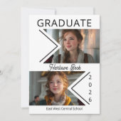 Modern Double Chevron Photo Graduation 2026 Aankondiging (Voorkant)