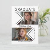 Modern Double Chevron Photo Graduation 2026 Aankondiging (Staand voorkant)