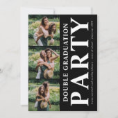 Modern Double Graduation Party Photo Collage Kaart (Voorkant)