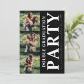 Modern Double Graduation Party Photo Collage Kaart (Staand voorkant)