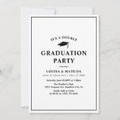 Modern Double Graduation Party Photo Collage Kaart (Achterkant)