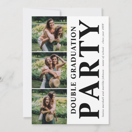 Modern Double Graduation Party Photo Collage Kaart (Voorkant)