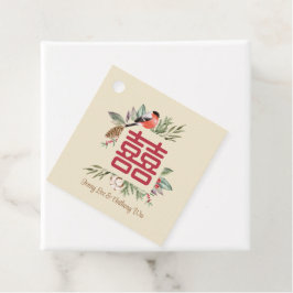 Modern Double Happiness Chinese Wedding Bedankjes Labels