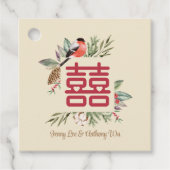 Modern Double Happiness Chinese Wedding Bedankjes Labels (Voorkant)