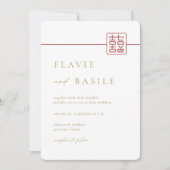 Modern Double Happiness Chinese Wedding Kaart (Voorkant)