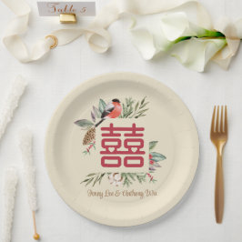 Modern Double Happiness Chinese Wedding Papieren Bordje