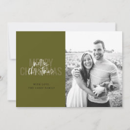 Modern Double Merry Kerstmis op Evergreen Invitat Feestdagenkaart