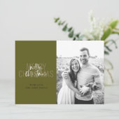 Modern Double Merry Kerstmis op Evergreen Invitat Feestdagenkaart (Staand voorkant)