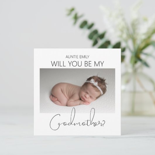 Modern Double Sided Photo Godmoeder-voorstel Kaart (Staand voorkant)