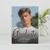 Modern Double Sided Photo Graduation Announcement Aankondiging (Staand voorkant)