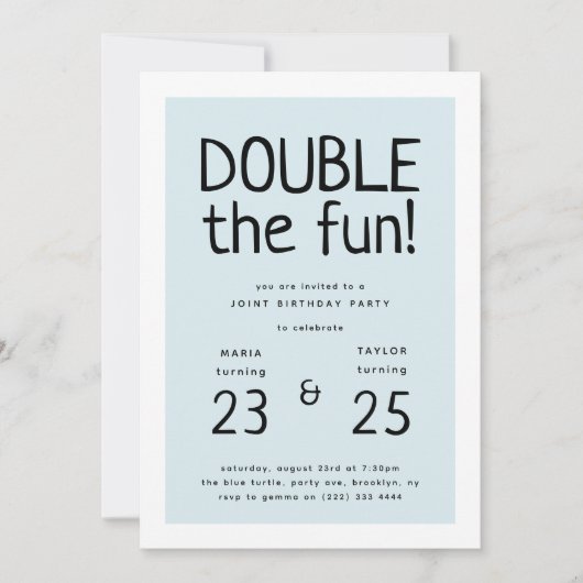 Modern 'Double the Fun' gezamenlijk verjaardagsfee Kaart (Voorkant)