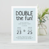 Modern 'Double the Fun' gezamenlijk verjaardagsfee Kaart (Staand voorkant)