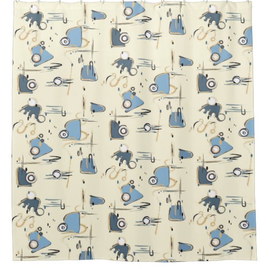 Modern douchegordijn met beige achtergrond (Voorkant)