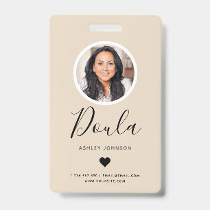 Modern Doula Midechtgenote Voeg je foto-Cream Beig Badge