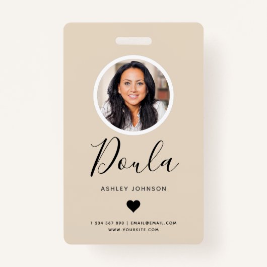 Modern Doula Midechtgenote Voeg je foto-Cream Beig Badge (Voorkant)