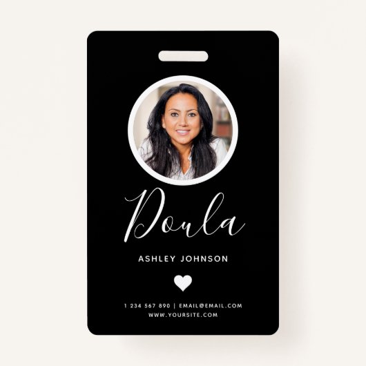 Modern Doula Midechtgenote Voeg je foto zwart toe Badge (Voorkant)