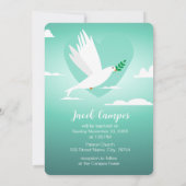 Modern Dove Teal Blue Baptism Invitation for Boy Kaart (Achterkant)