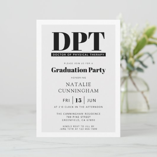 Modern DPT Doctor of Physical Therapy Afstuderen Kaart (Staand voorkant)