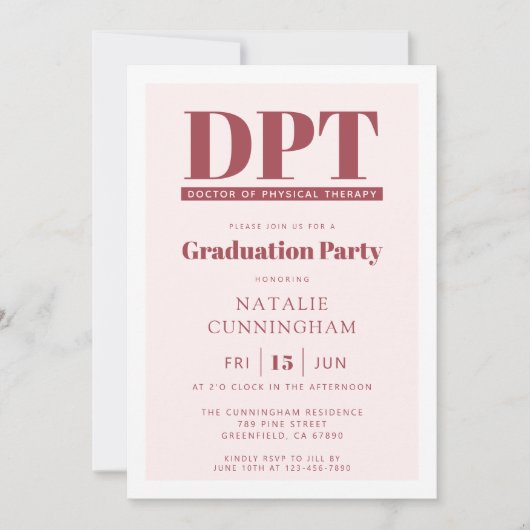Modern DPT Doctor of Physical Therapy Afstuderen Kaart (Voorkant)