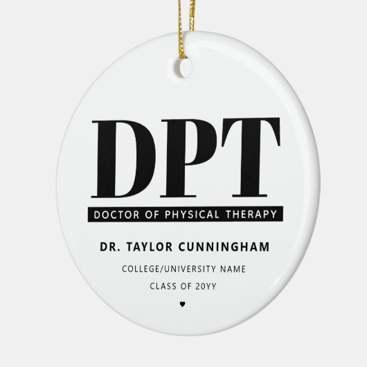 Modern DPT Doctor of Physical Therapy Afstuderen Keramisch Ornament (Links)