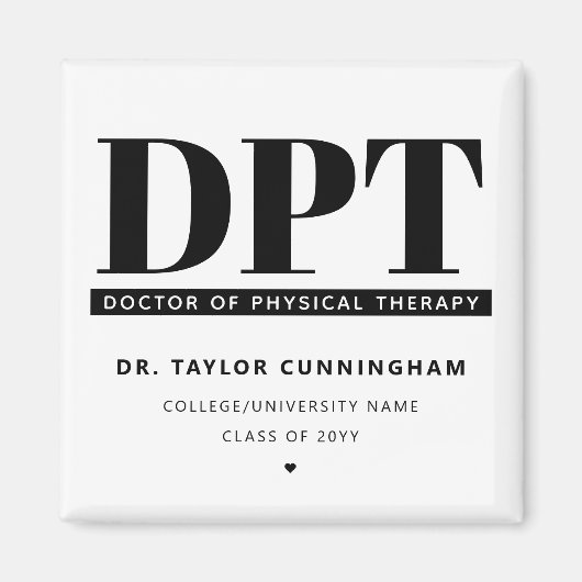 Modern DPT Doctor of Physical Therapy Afstuderen Magneet (Voorkant)