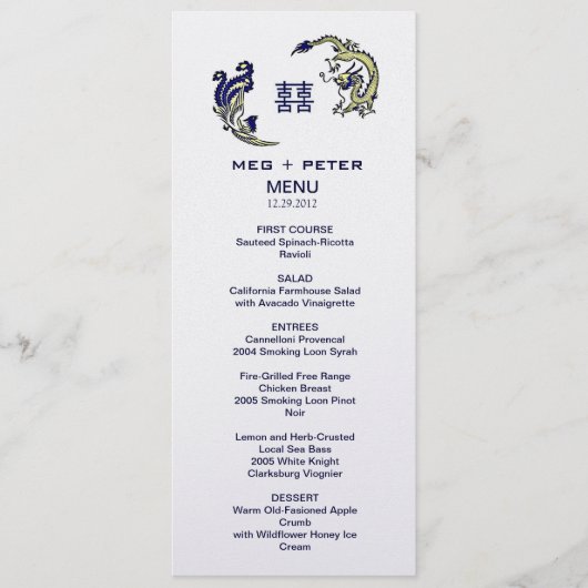 Modern Dragon-Phoenix Chinees Wedding Menu (Voorkant)